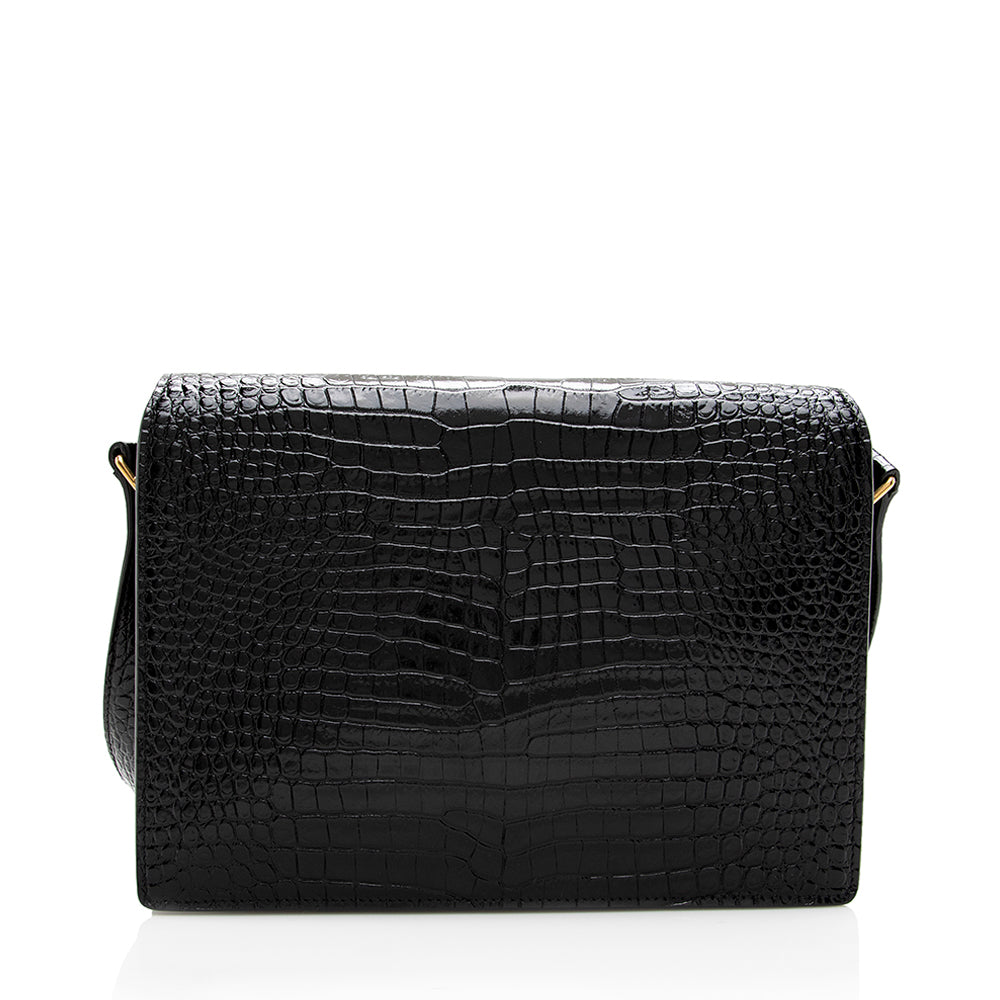 Saint Laurent Croc Embossed Margaux Shoulder Bag 18208