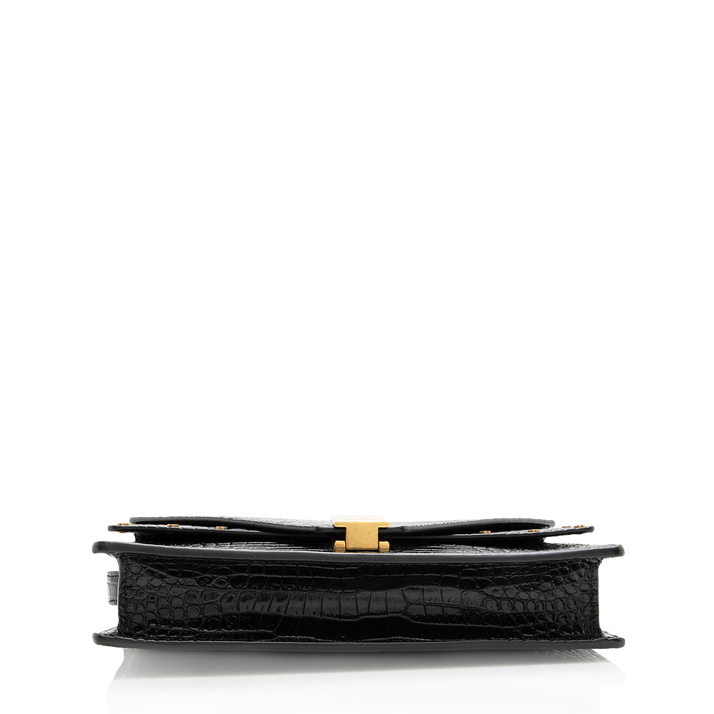 Saint Laurent Croc Embossed Margaux Shoulder Bag 18208