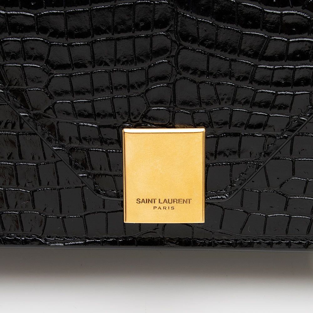 Saint Laurent Croc Embossed Margaux Shoulder Bag 18208
