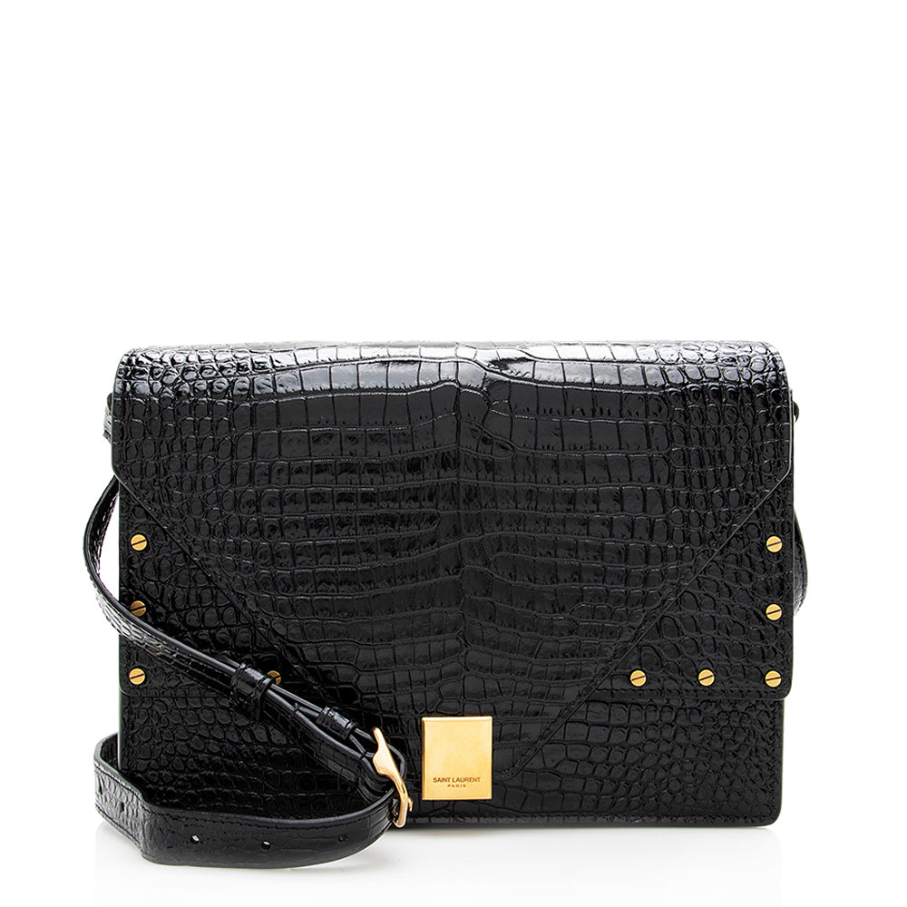 Saint Laurent Croc Embossed Margaux Shoulder Bag 18208