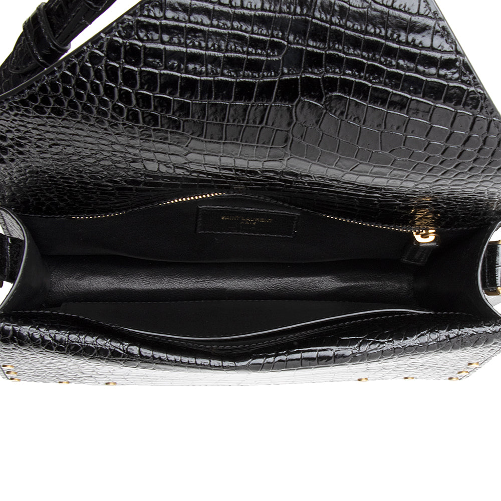 Saint Laurent Croc Embossed Margaux Shoulder Bag 18208