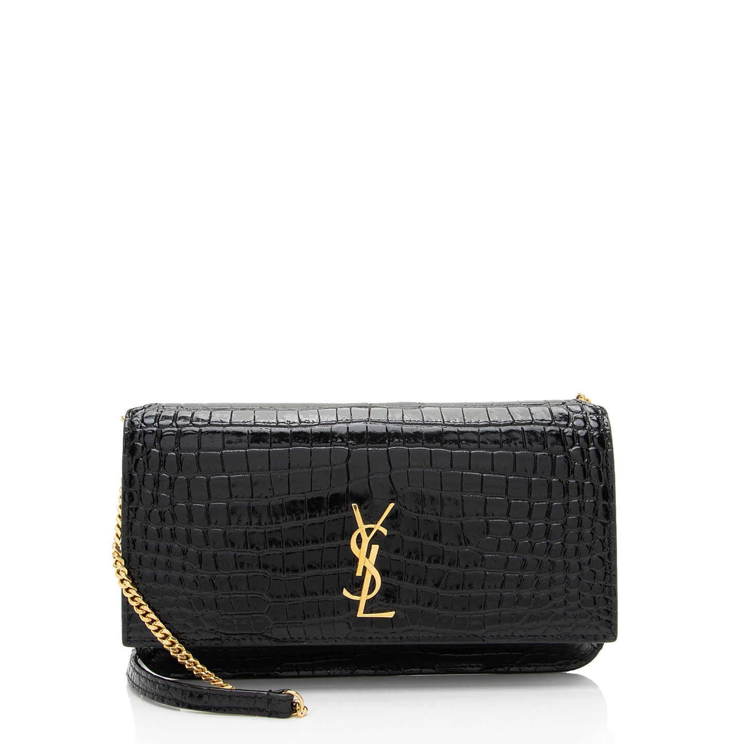 Saint Laurent Croc Embossed Monogram Phone Holder Shoulder Bag 8nnftx