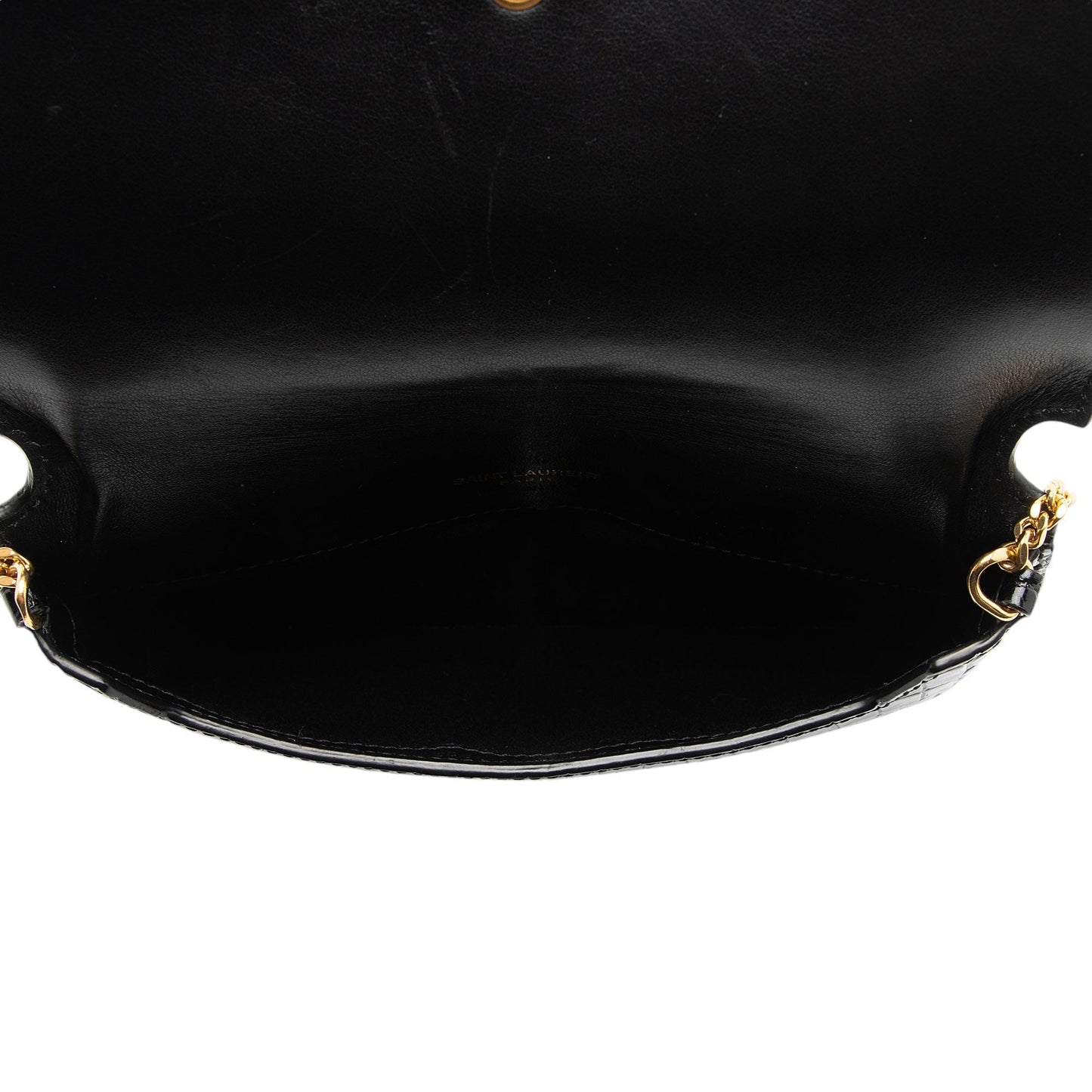 Saint Laurent Croc Embossed Monogram Phone Holder Shoulder Bag 8nnftx