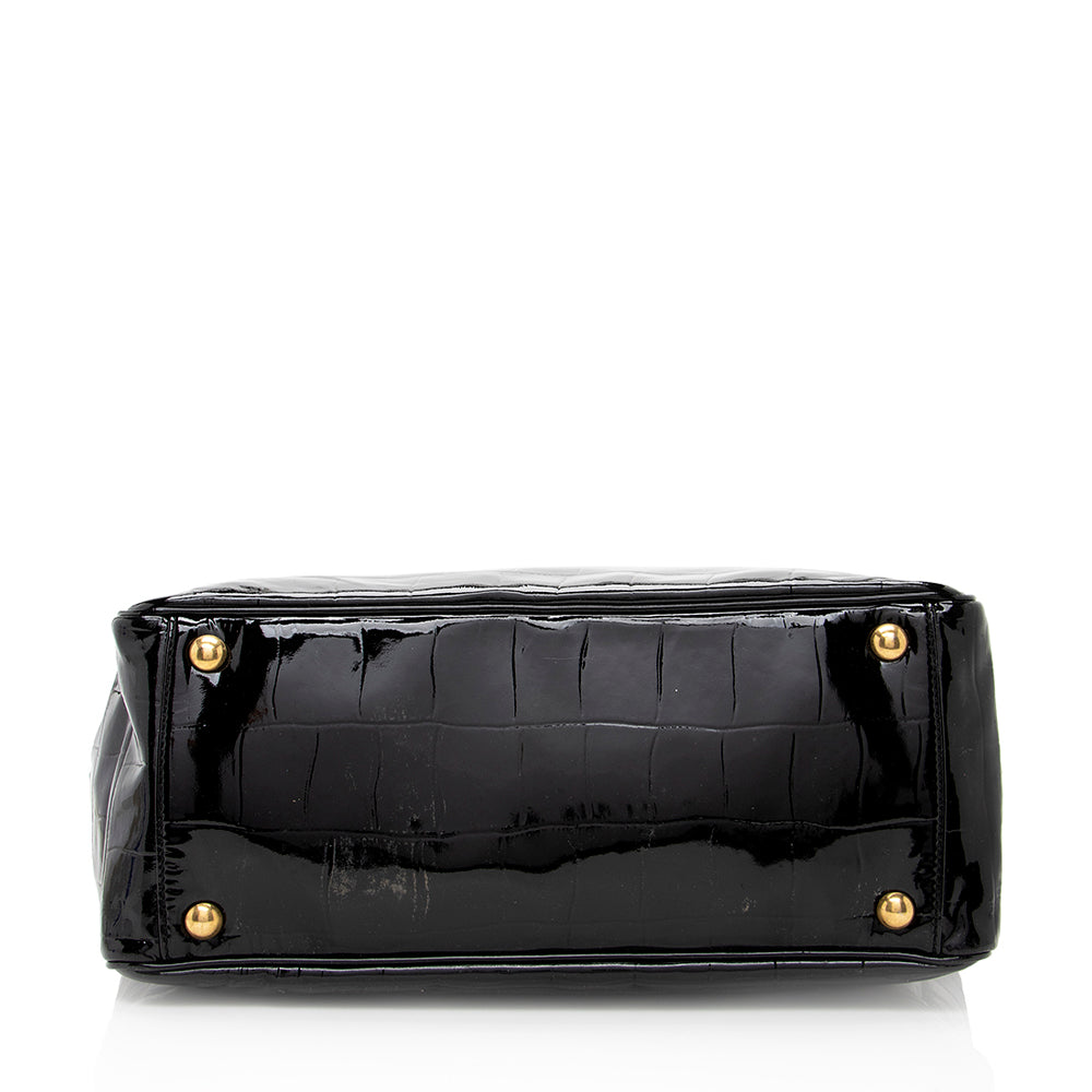 Saint Laurent Croc Embossed Patent Leather Raspail Tote 19265