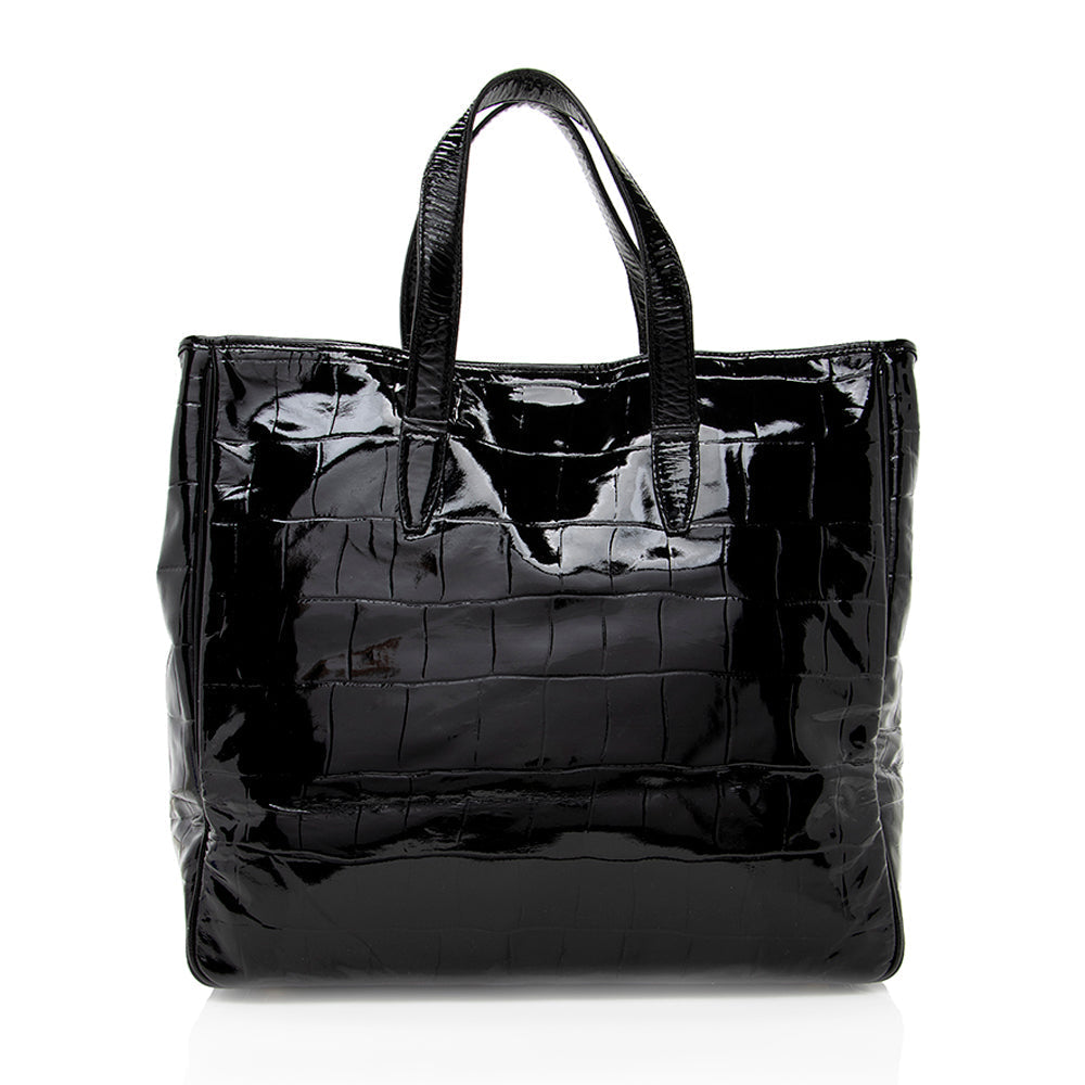 Saint Laurent Croc Embossed Patent Leather Raspail Tote 19265