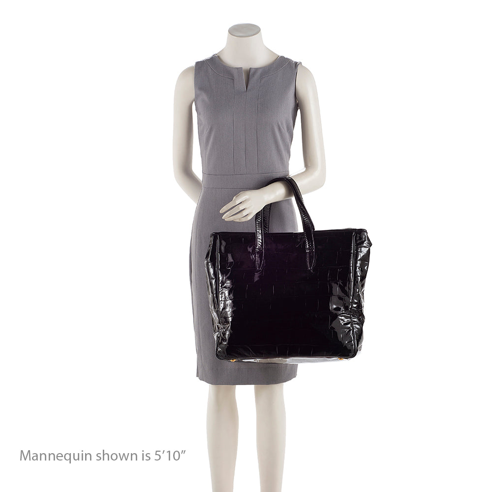 Saint Laurent Croc Embossed Patent Leather Raspail Tote 19265