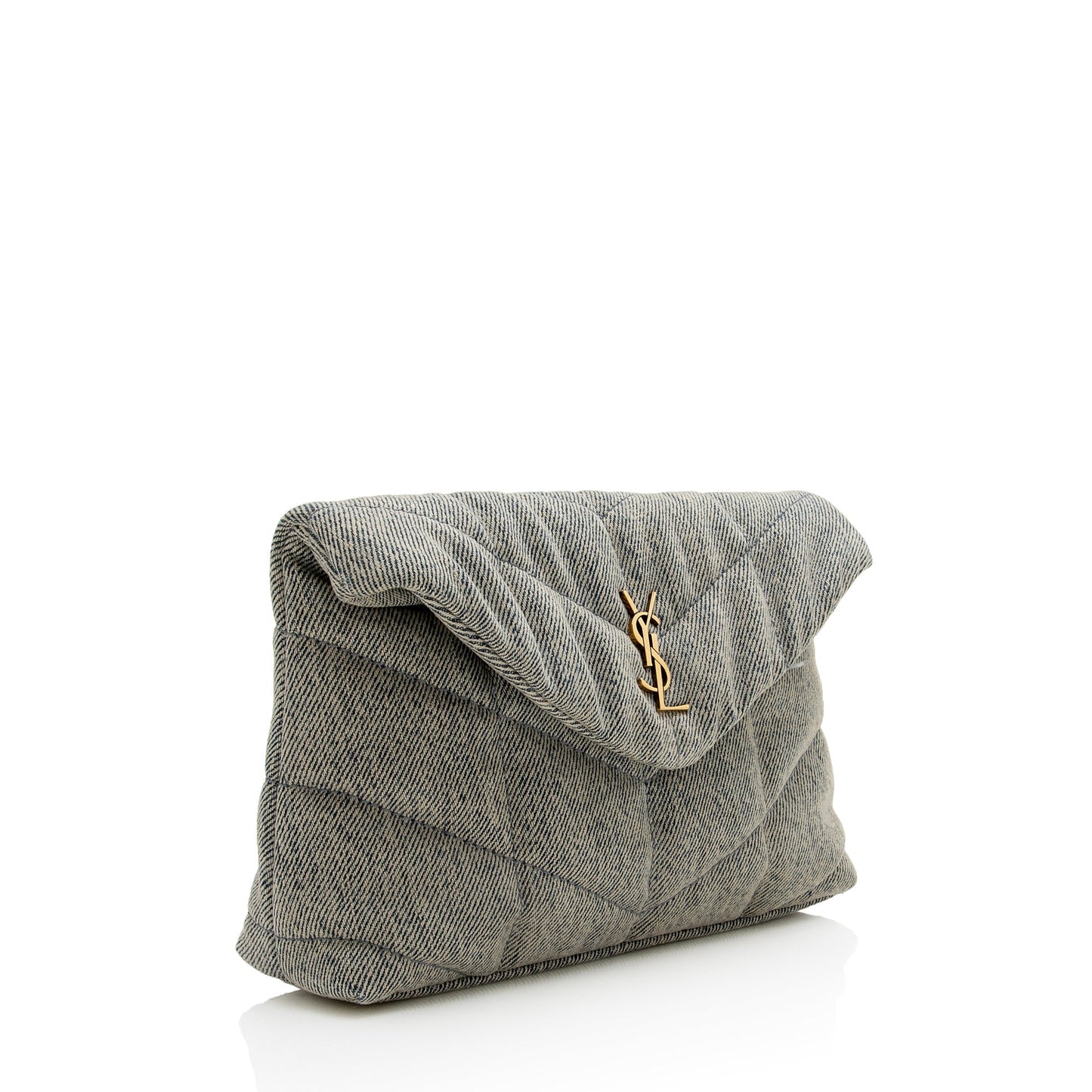 Saint Laurent Denim Monogram Puffer LouLou Small Clutch 22918