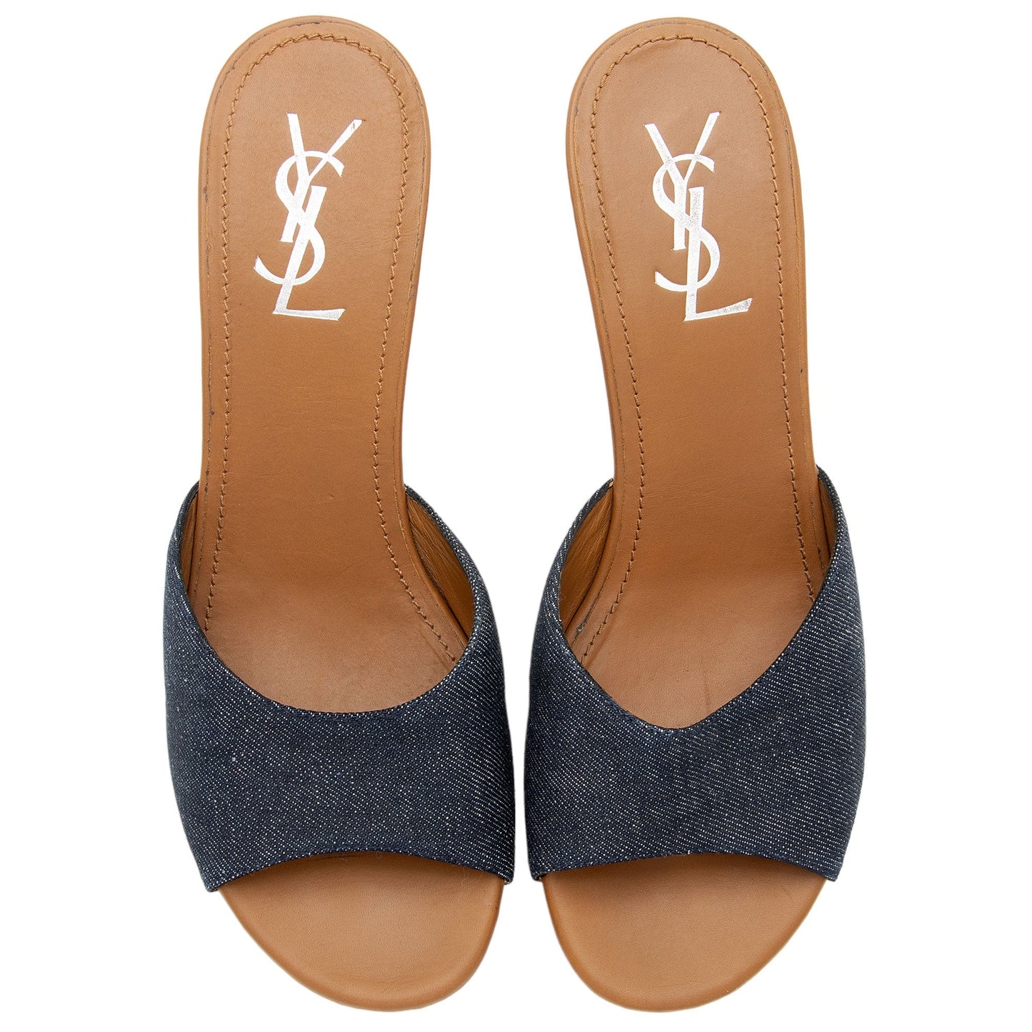 Saint Laurent Denim Wood Platform Slide Sandals - Size 10 / 40 MI4wKi