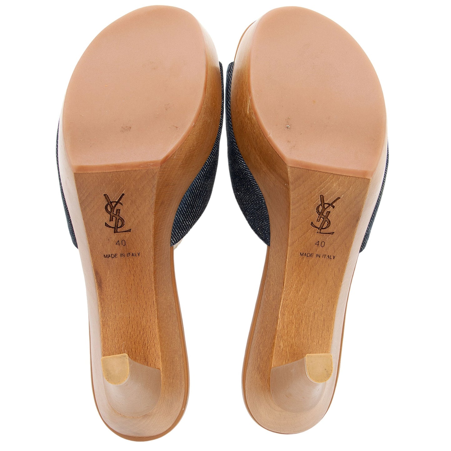 Saint Laurent Denim Wood Platform Slide Sandals - Size 10 / 40 MI4wKi