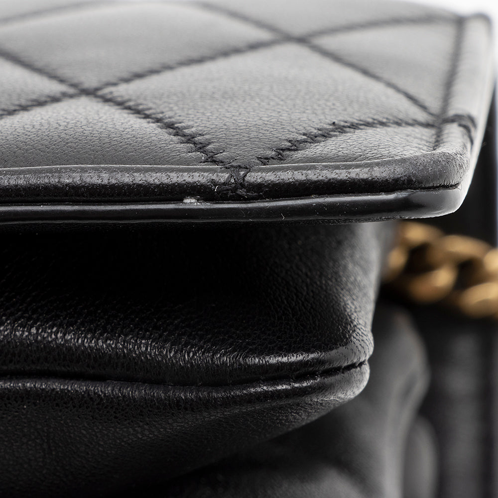 Saint Laurent Diamond Quilted Leather Monogram Angie Small Shoulder Bag 22533