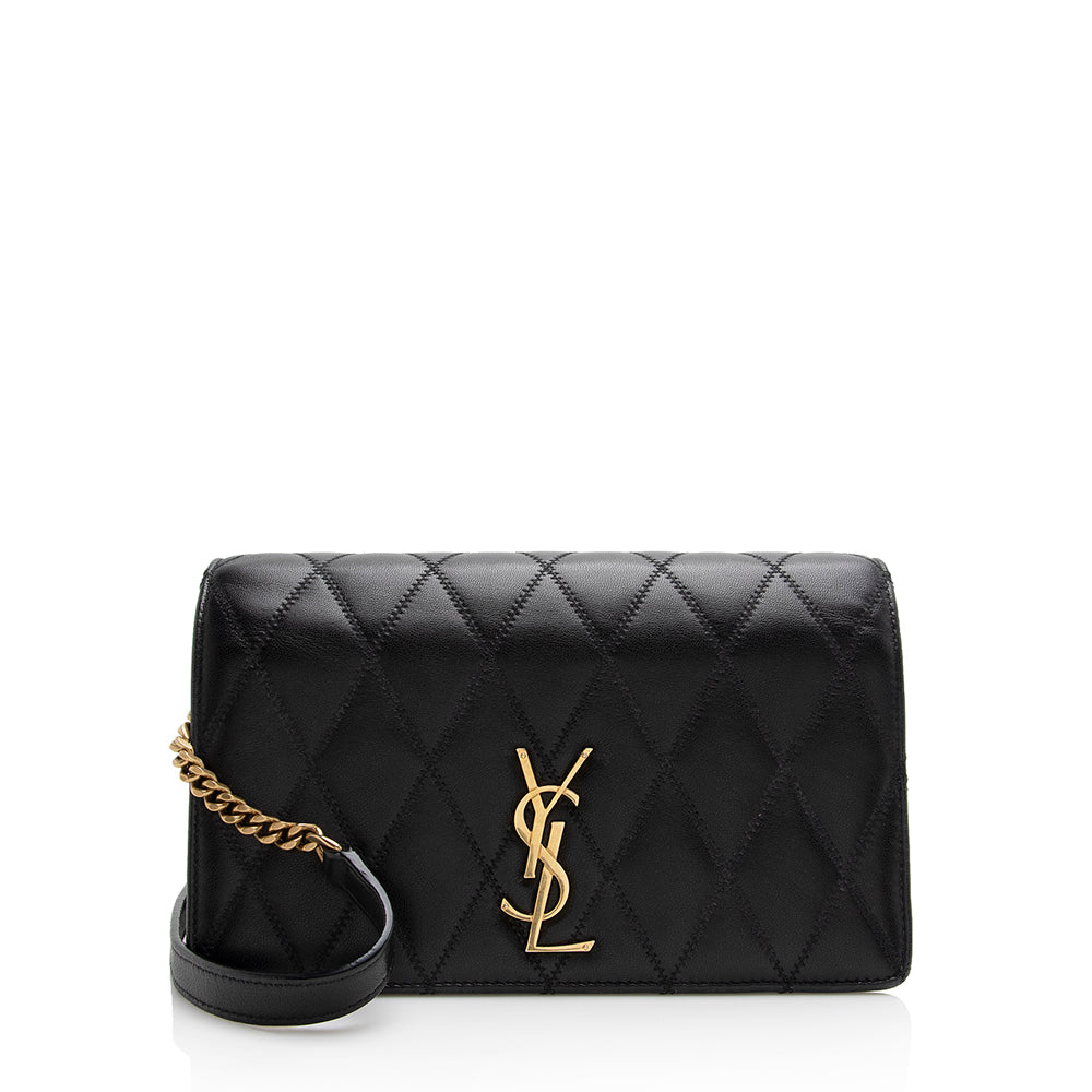 Saint Laurent Diamond Quilted Leather Monogram Angie Small Shoulder Bag 22533