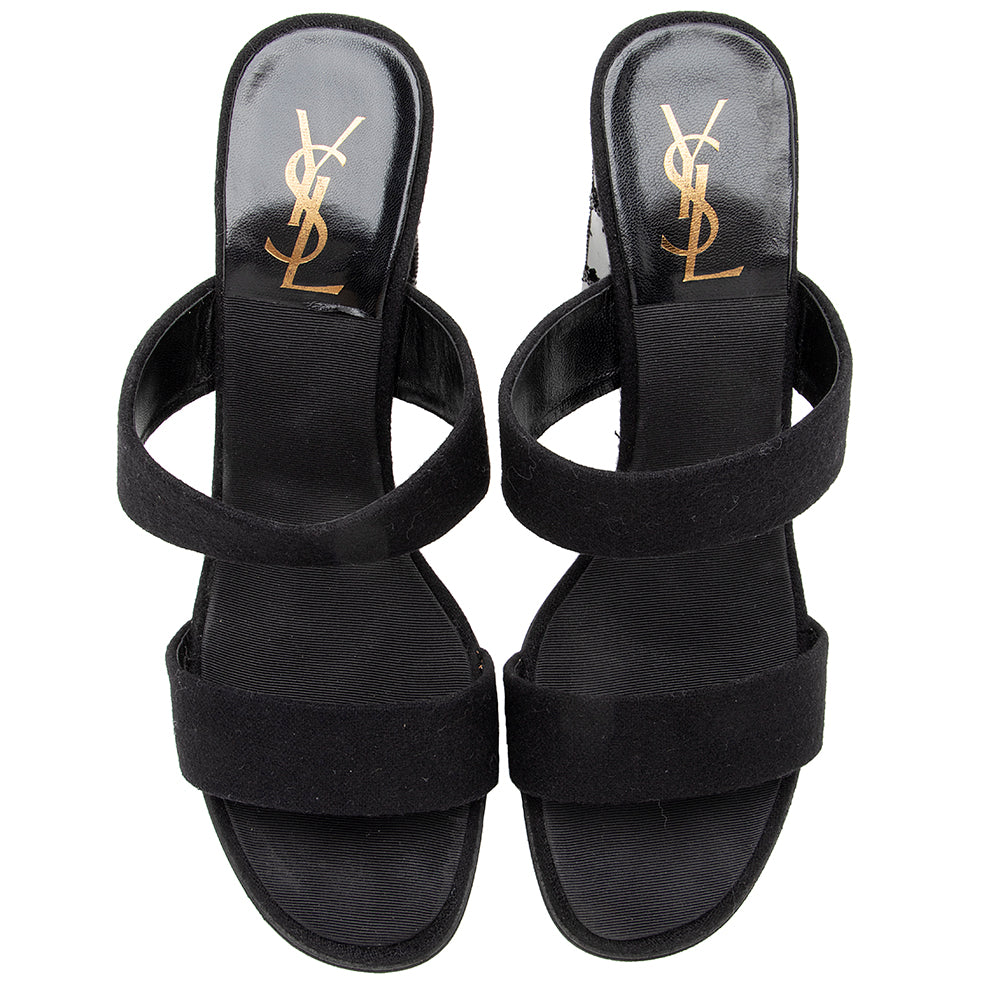 Saint Laurent Flannel Beaded Sandals - Size 9 / 39 18841