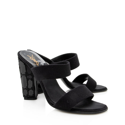 Saint Laurent Flannel Beaded Sandals - Size 9 / 39 18841