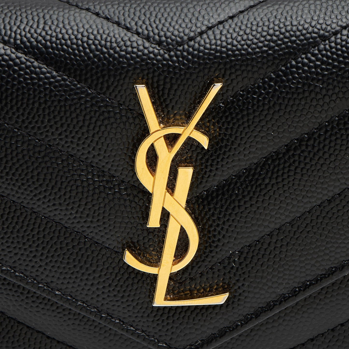 Saint Laurent Grain de Poudre Monogram Compact Tri-Fold Wallet j0cHxO