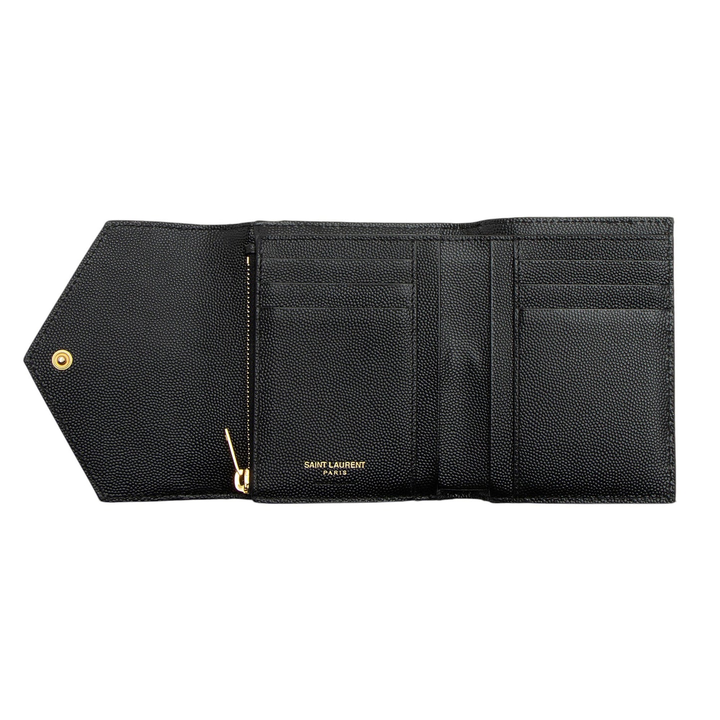Saint Laurent Grain de Poudre Monogram Compact Tri-Fold Wallet j0cHxO