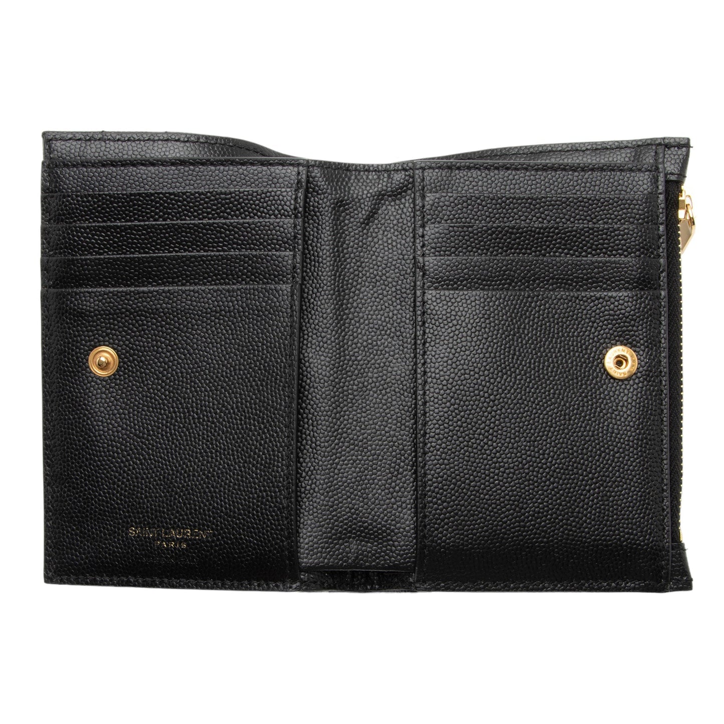 Saint Laurent Grain de Poudre Monogram Cassandre Fragments Bi-Fold Wallet pjyvyg