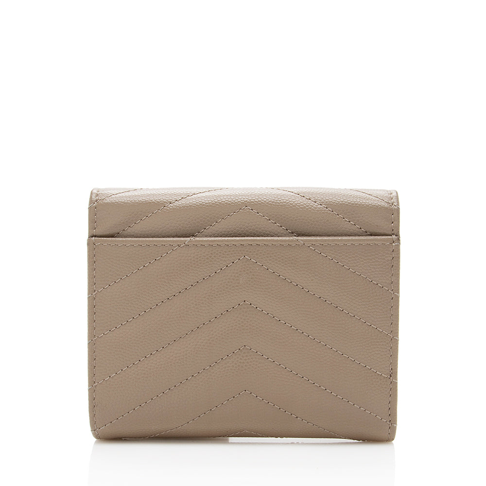 Saint Laurent Grain de Poudre Monogram Small Tri-Fold Wallet 18495
