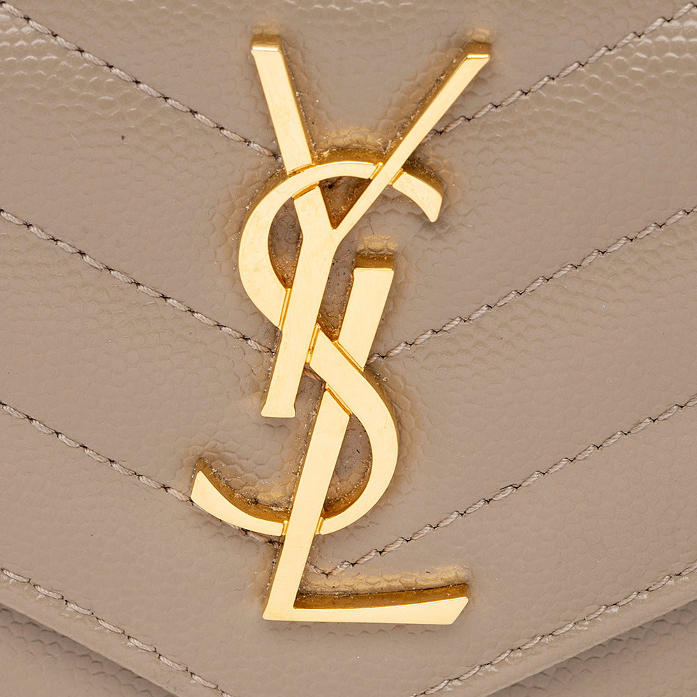 Saint Laurent Grain de Poudre Monogram Small Tri-Fold Wallet 18495
