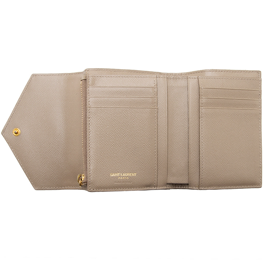 Saint Laurent Grain de Poudre Monogram Small Tri-Fold Wallet 18495