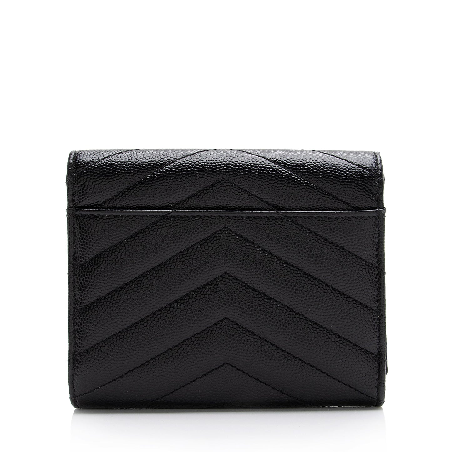 Saint Laurent Grain de Poudre Monogram Compact Tri-Fold Wallet 23574
