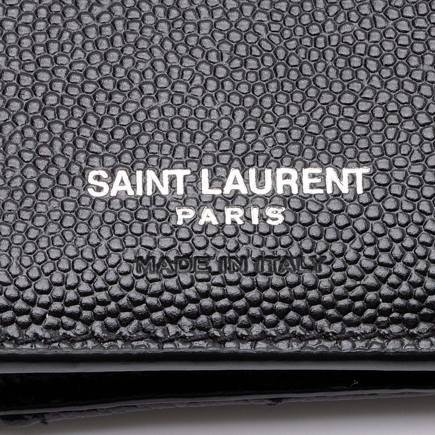 Saint Laurent Grain de Poudre Monogram Compact Tri-Fold Wallet 23574