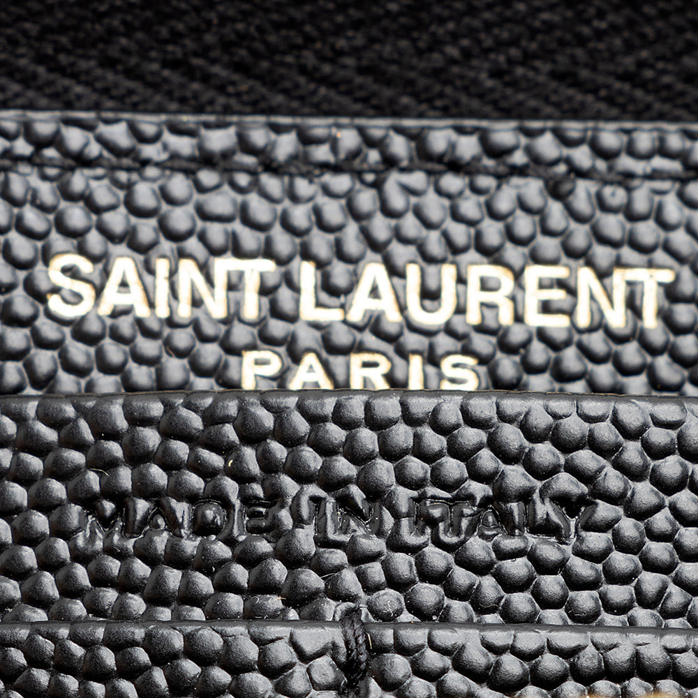 Saint Laurent Grain de Poudre Monogram Zip Around Wallet 21539
