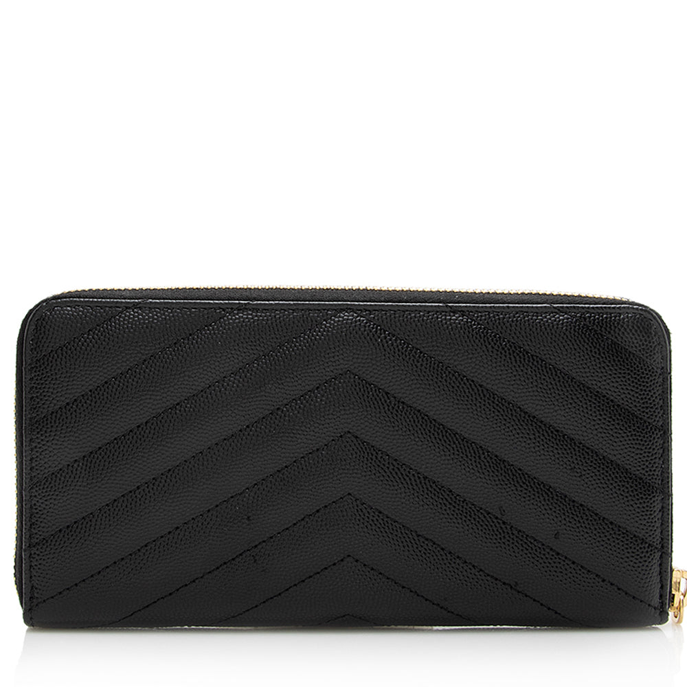 Saint Laurent Grain de Poudre Monogram Zip Around Wallet 23412