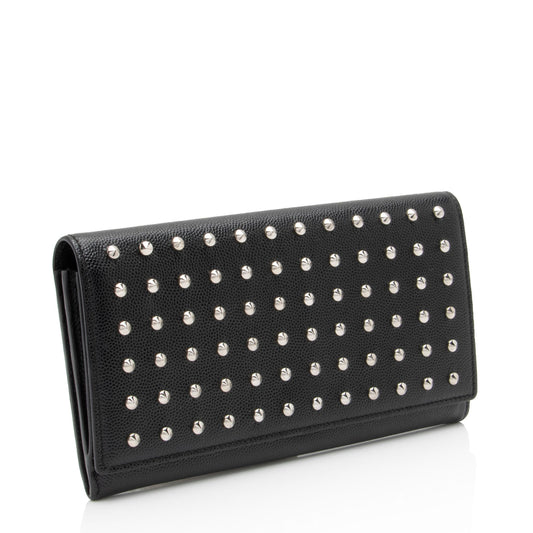Saint Laurent Grain de Poudre Studded Marquage Flap Wallet NYtJMQ