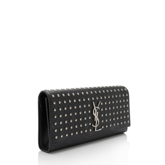 Saint Laurent Grain de Poudre Studded Monogram Kate Clutch nhucIE