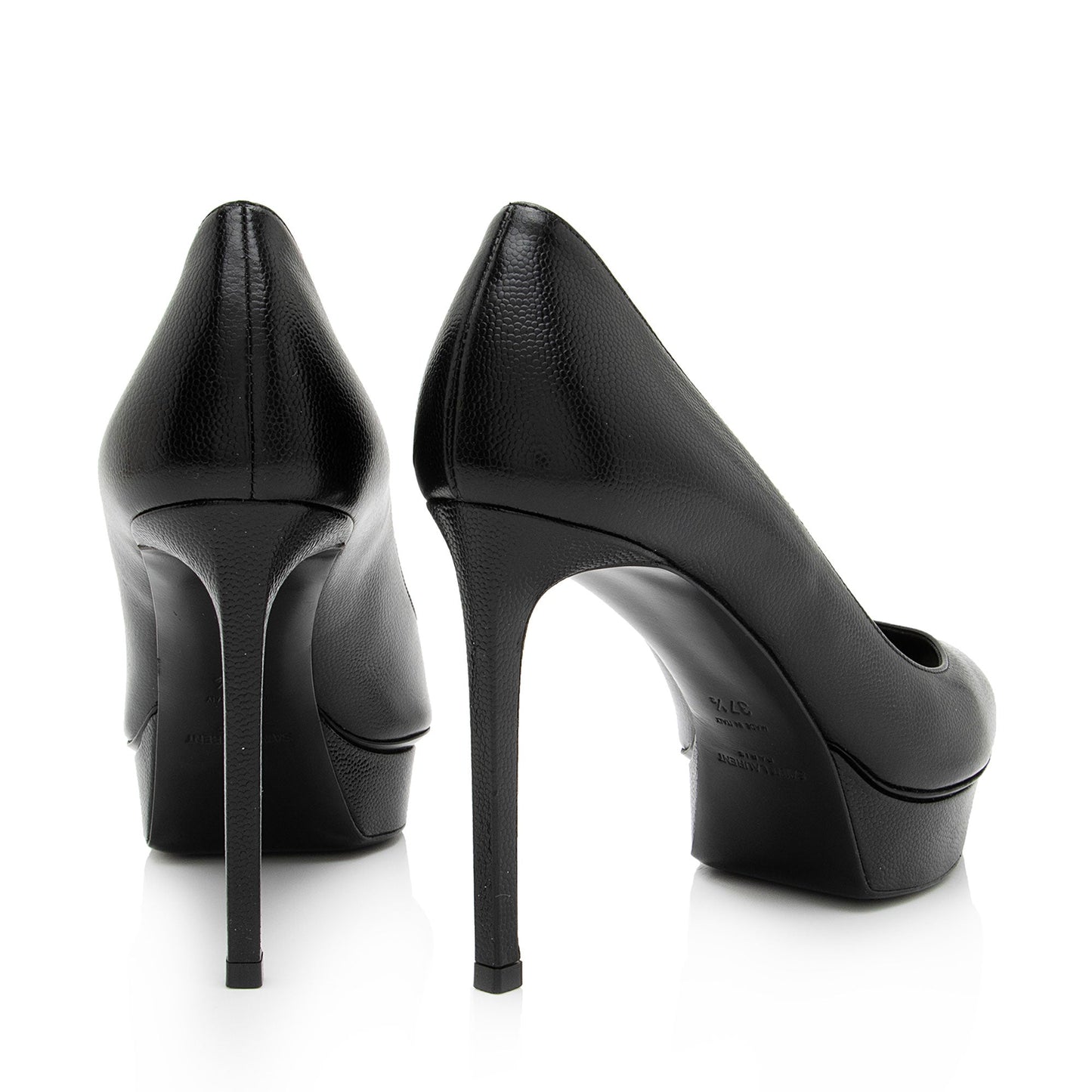 Saint Laurent Grained Calfskin Janis Platform Pumps - Size 7.5 / 37.5 CltUy4
