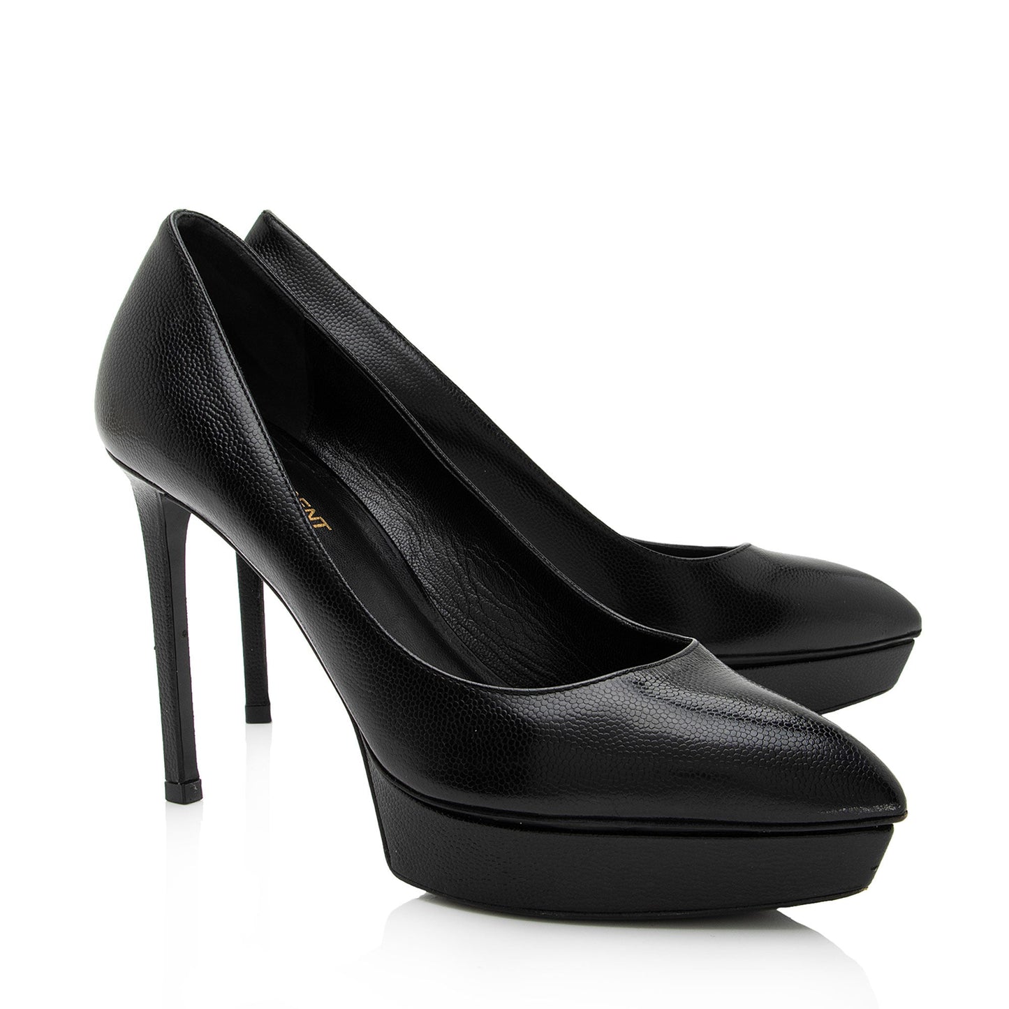 Saint Laurent Grained Calfskin Janis Platform Pumps - Size 7.5 / 37.5 CltUy4