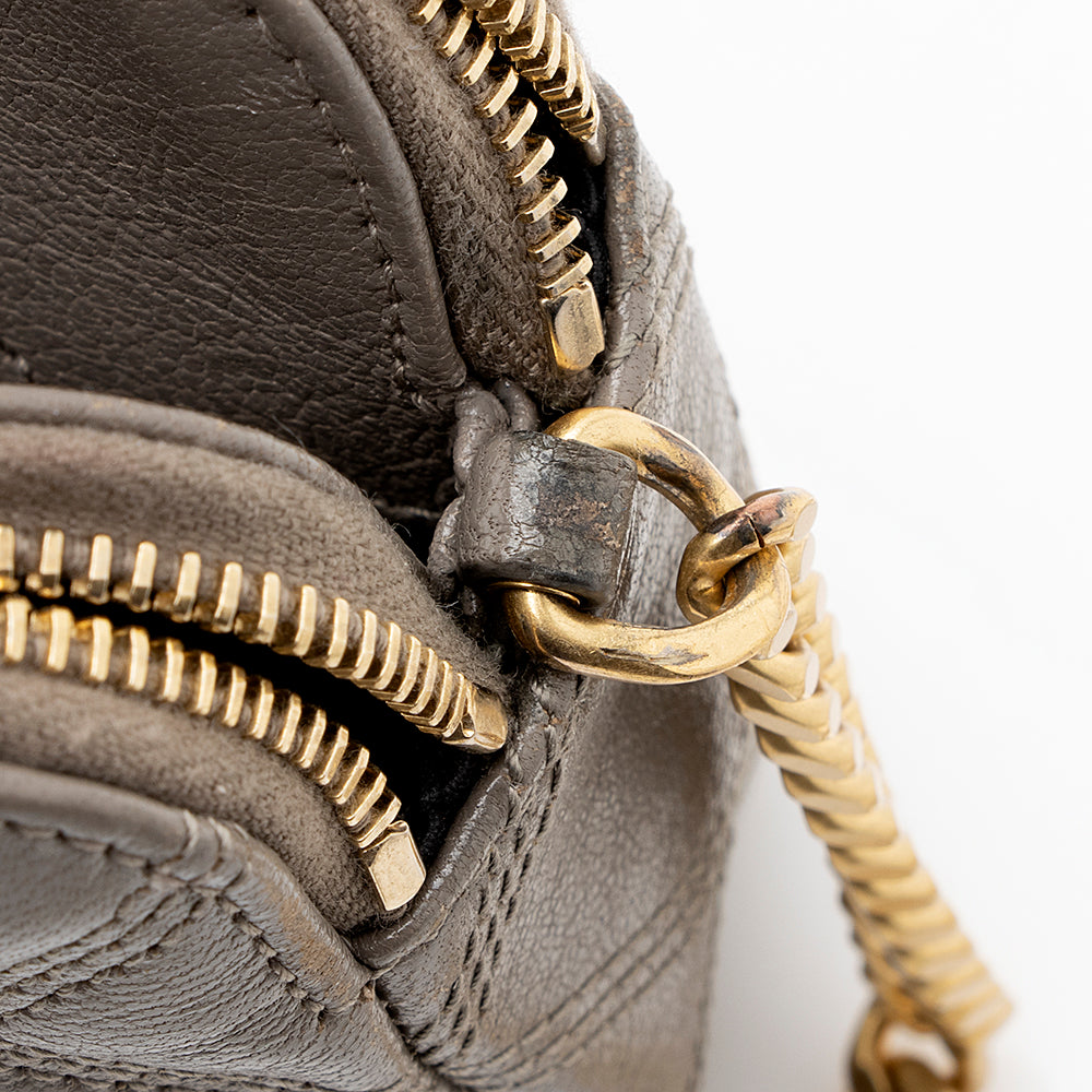 Saint Laurent Grained Lambskin Quilted Becky Double Zip Shoulder Bag 18175