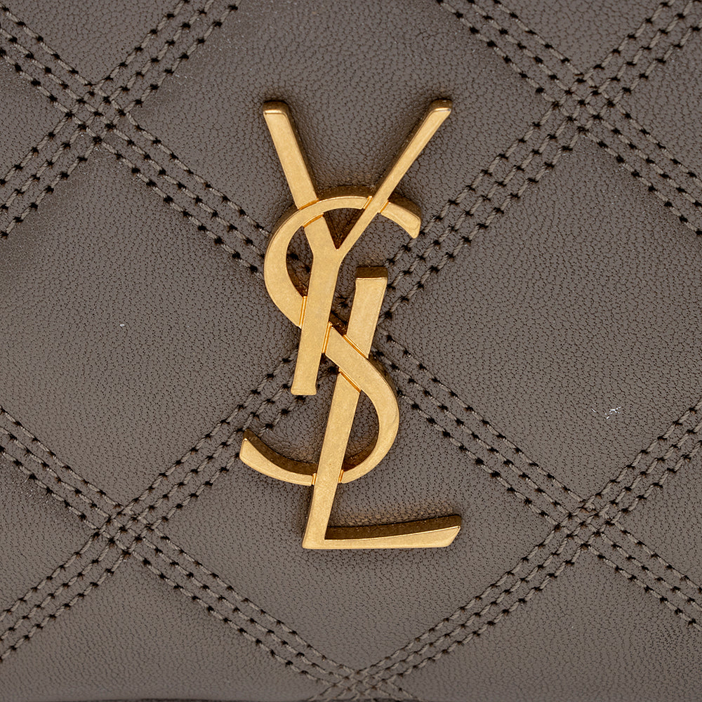 Saint Laurent Grained Lambskin Quilted Becky Double Zip Shoulder Bag 18175
