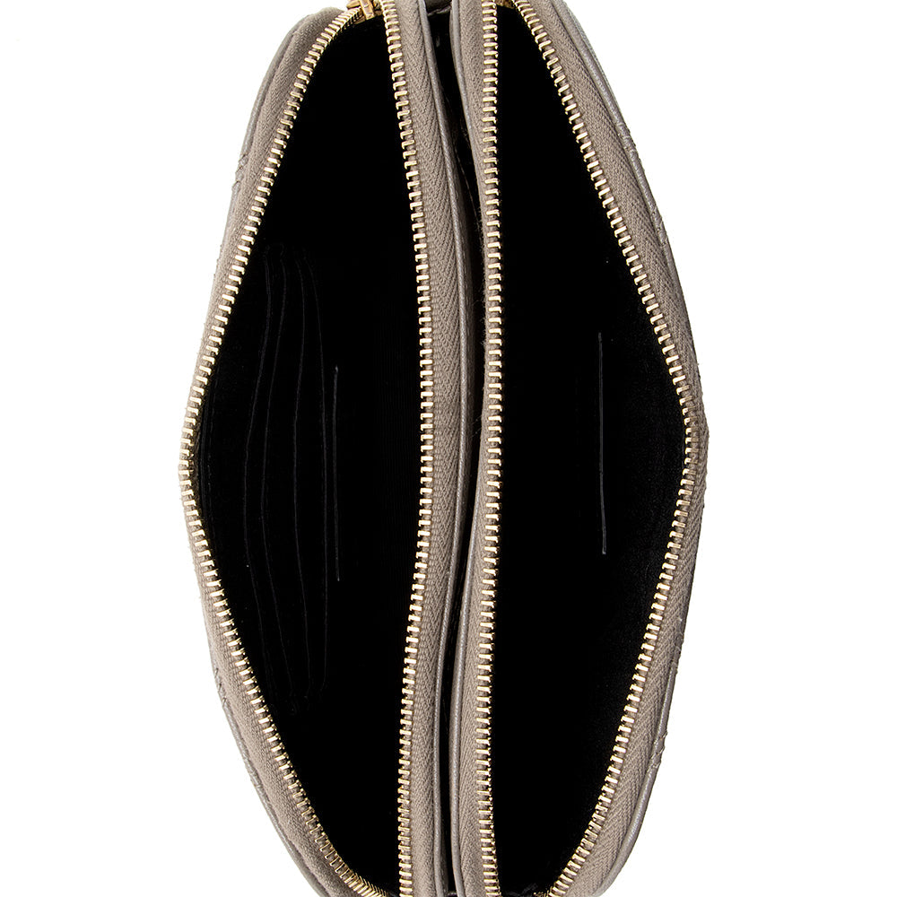 Saint Laurent Grained Lambskin Quilted Becky Double Zip Shoulder Bag 18175