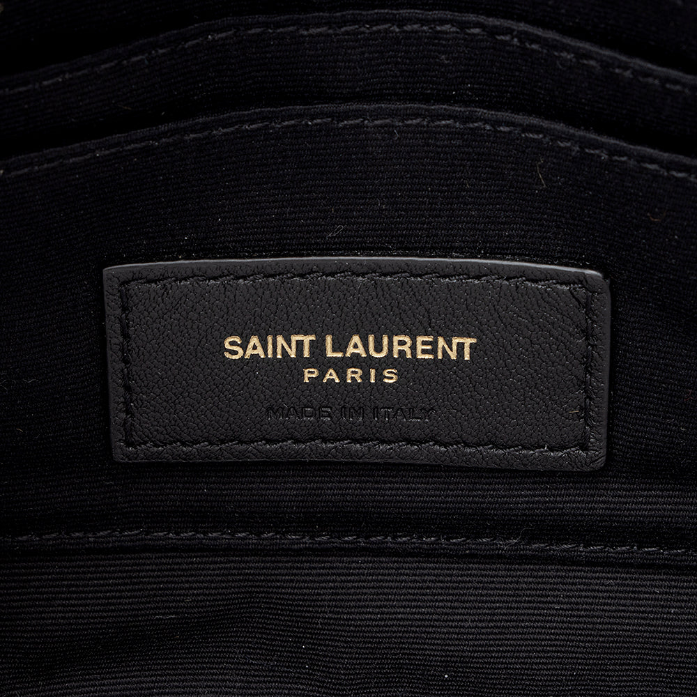 Saint Laurent Grained Lambskin Quilted Becky Double Zip Shoulder Bag 18175