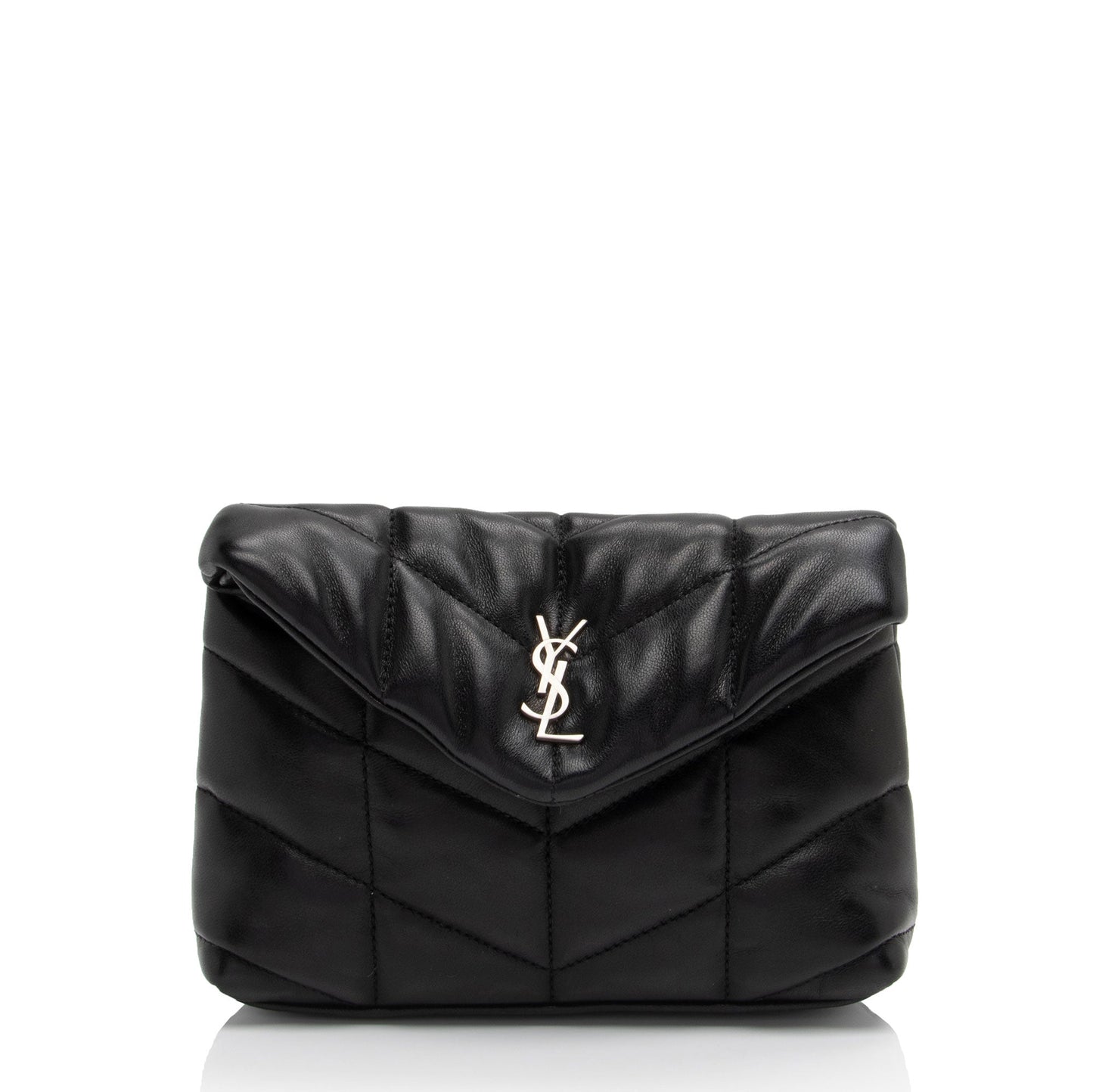 Saint Laurent Lambskin Monogram Puffer LouLou Small Clutch 2bO78S