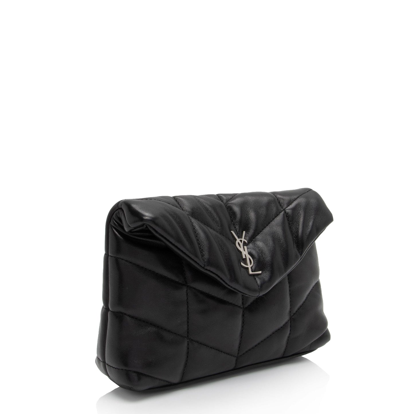 Saint Laurent Lambskin Monogram Puffer LouLou Small Clutch 2bO78S