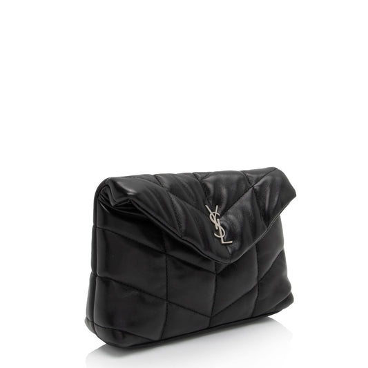 Saint Laurent Lambskin Monogram Puffer LouLou Small Clutch 2bO78S