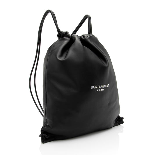 Saint Laurent Lambskin Teddy Drawstring Backpack AWdD6b