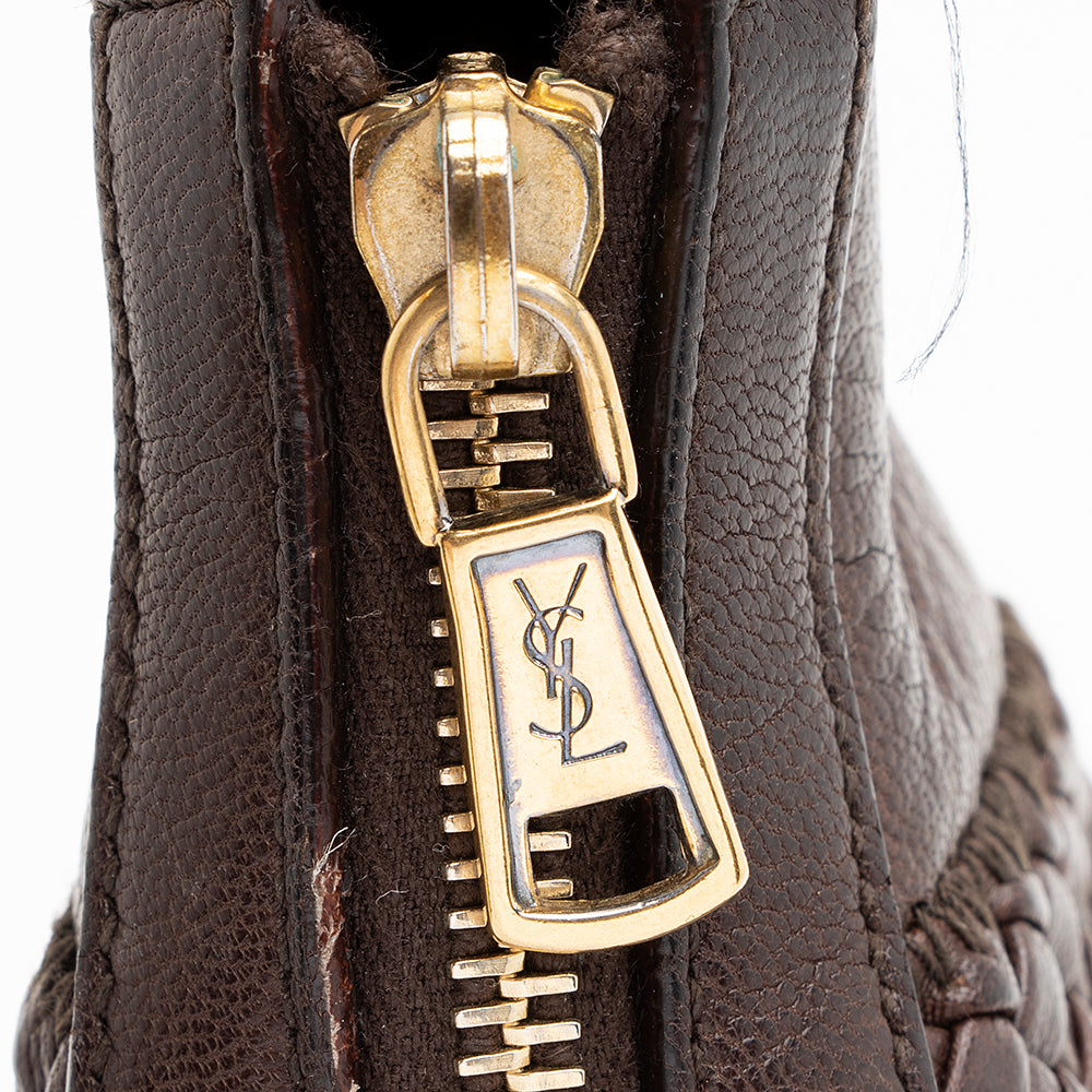 Saint Laurent Leather Braided Handle Hobo 19707