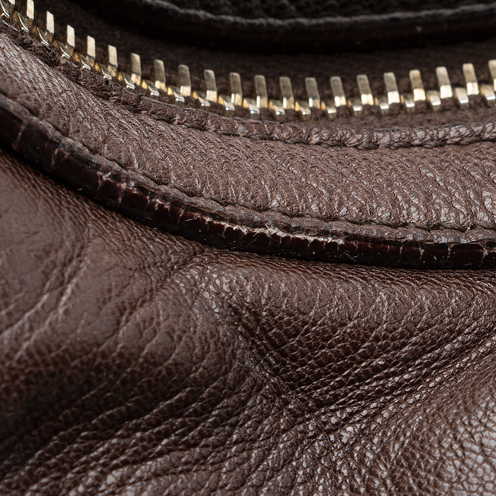 Saint Laurent Leather Braided Handle Hobo 19707