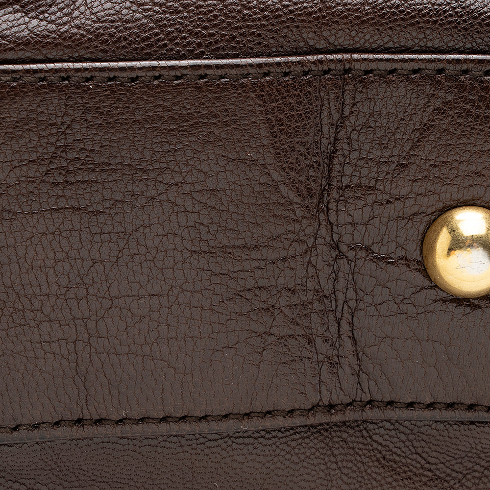 Saint Laurent Leather Braided Handle Hobo 19707