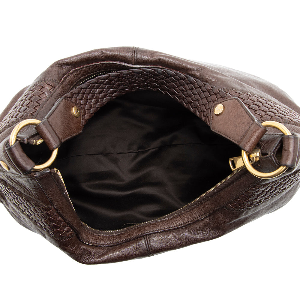 Saint Laurent Leather Braided Handle Hobo 19707