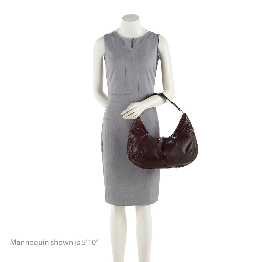 Saint Laurent Leather Braided Handle Hobo 19707