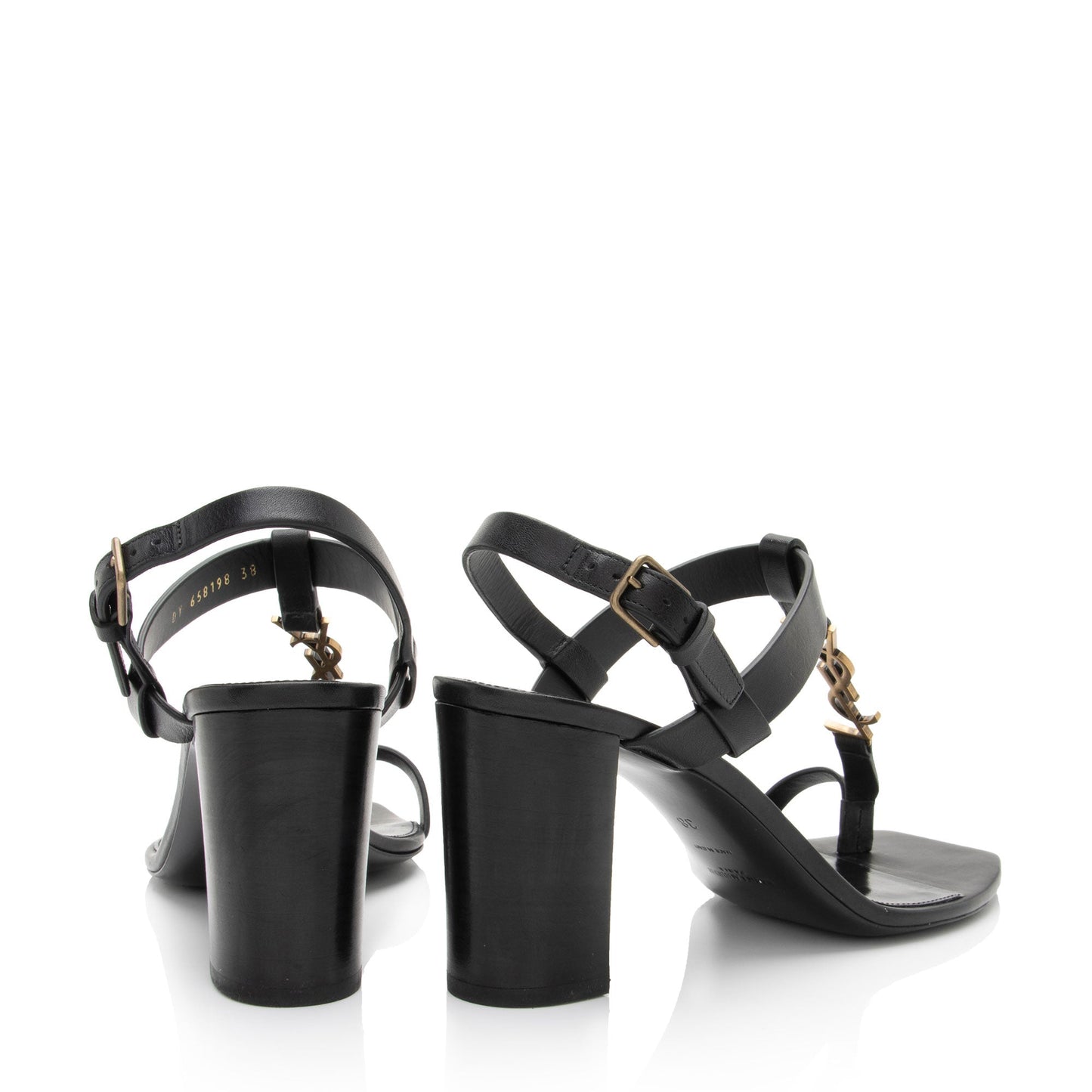 Saint Laurent Leather Cassandra Sandals - Size 8 / 38 gm753i