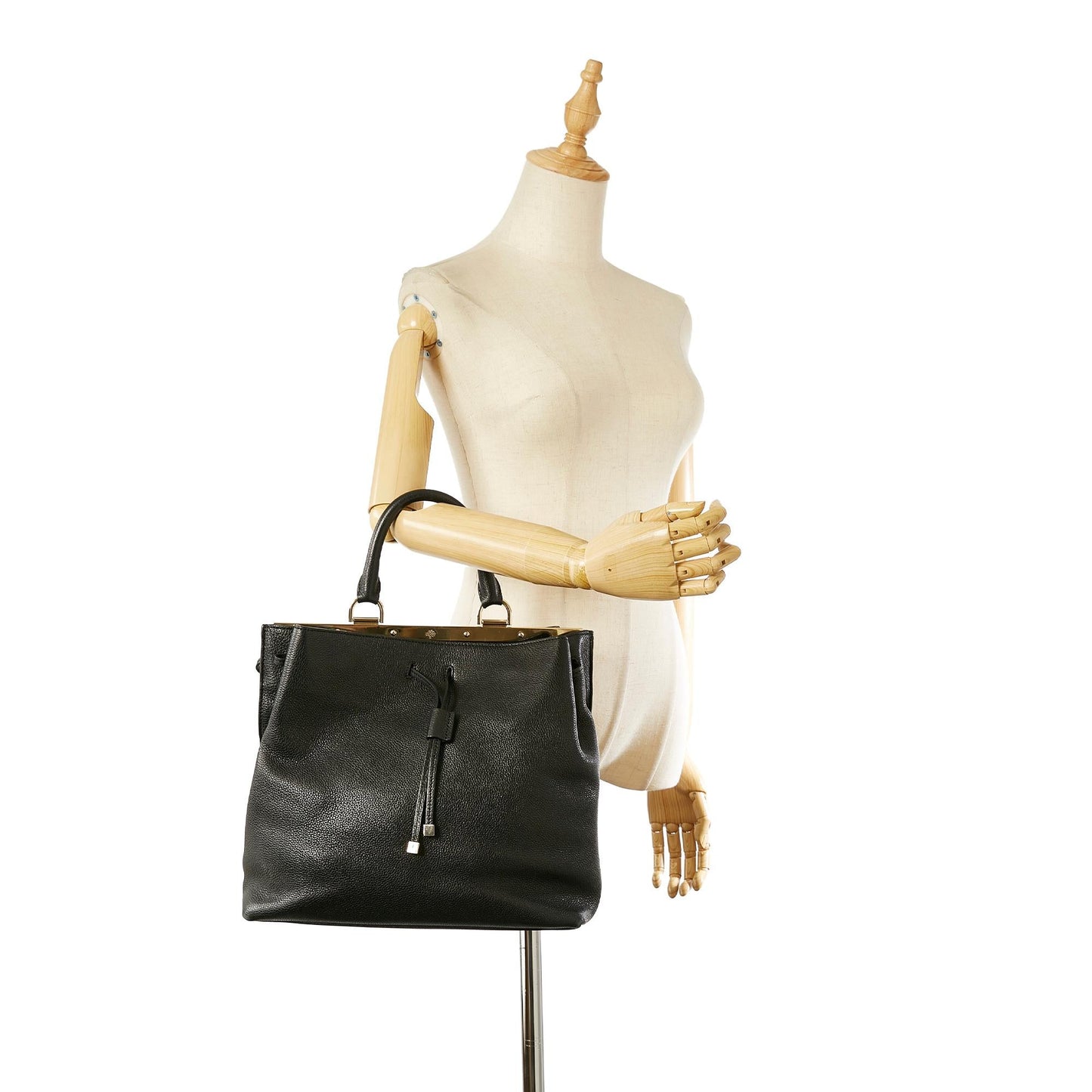 Saint Laurent Leather Drawstring Bucket Bag (SHG-22917