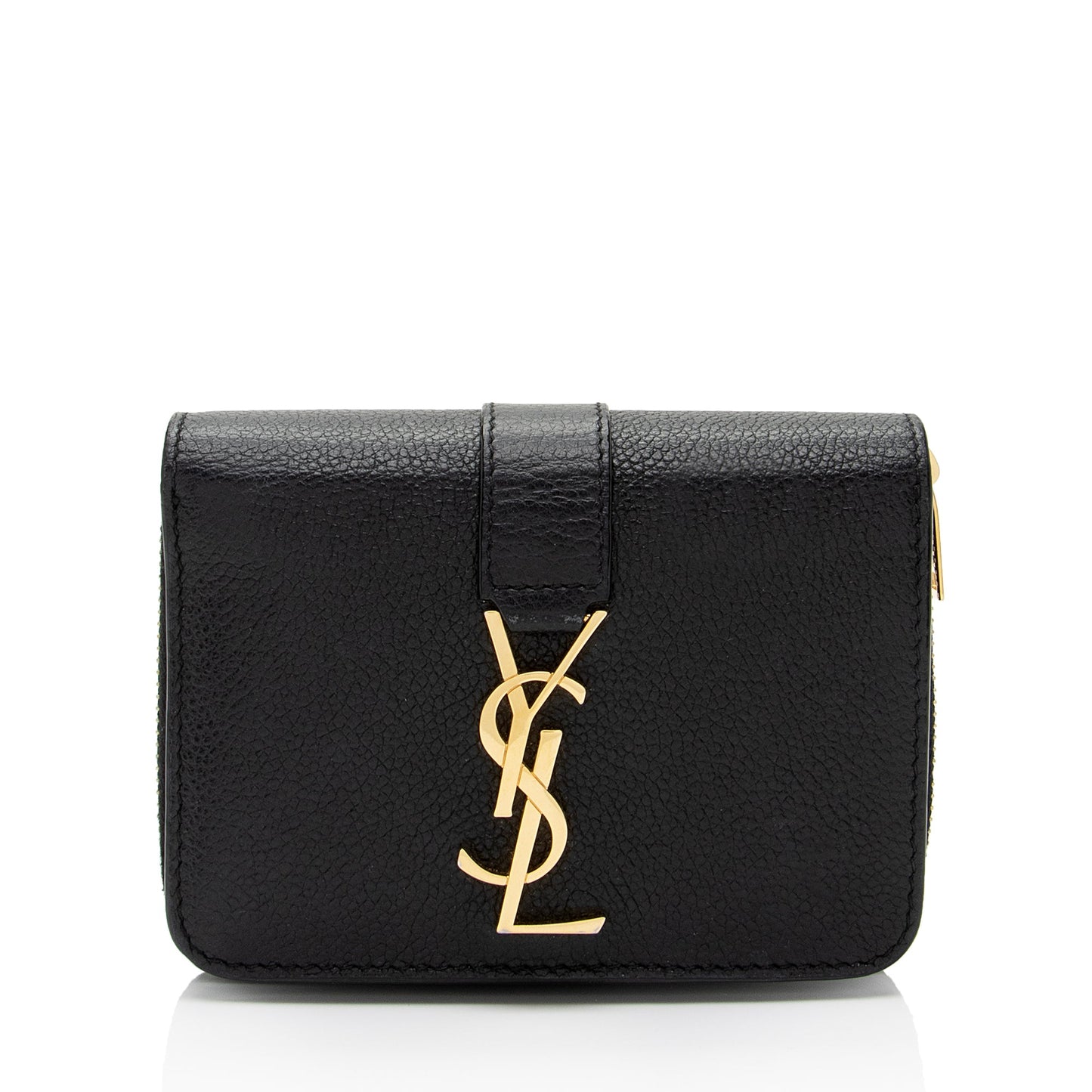 Saint Laurent Leather Monogram Compact Bi-Fold Wallet EywM9H