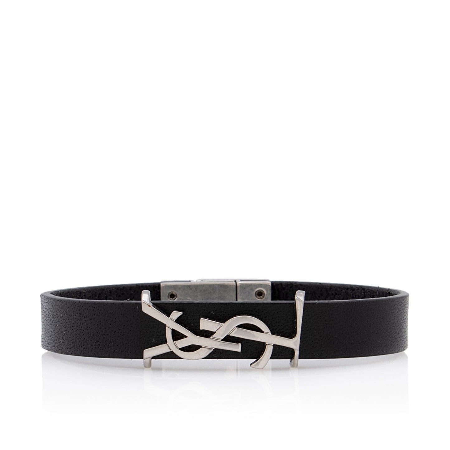 Saint Laurent Leather Monogram Cassandre Bracelet nbNjk2