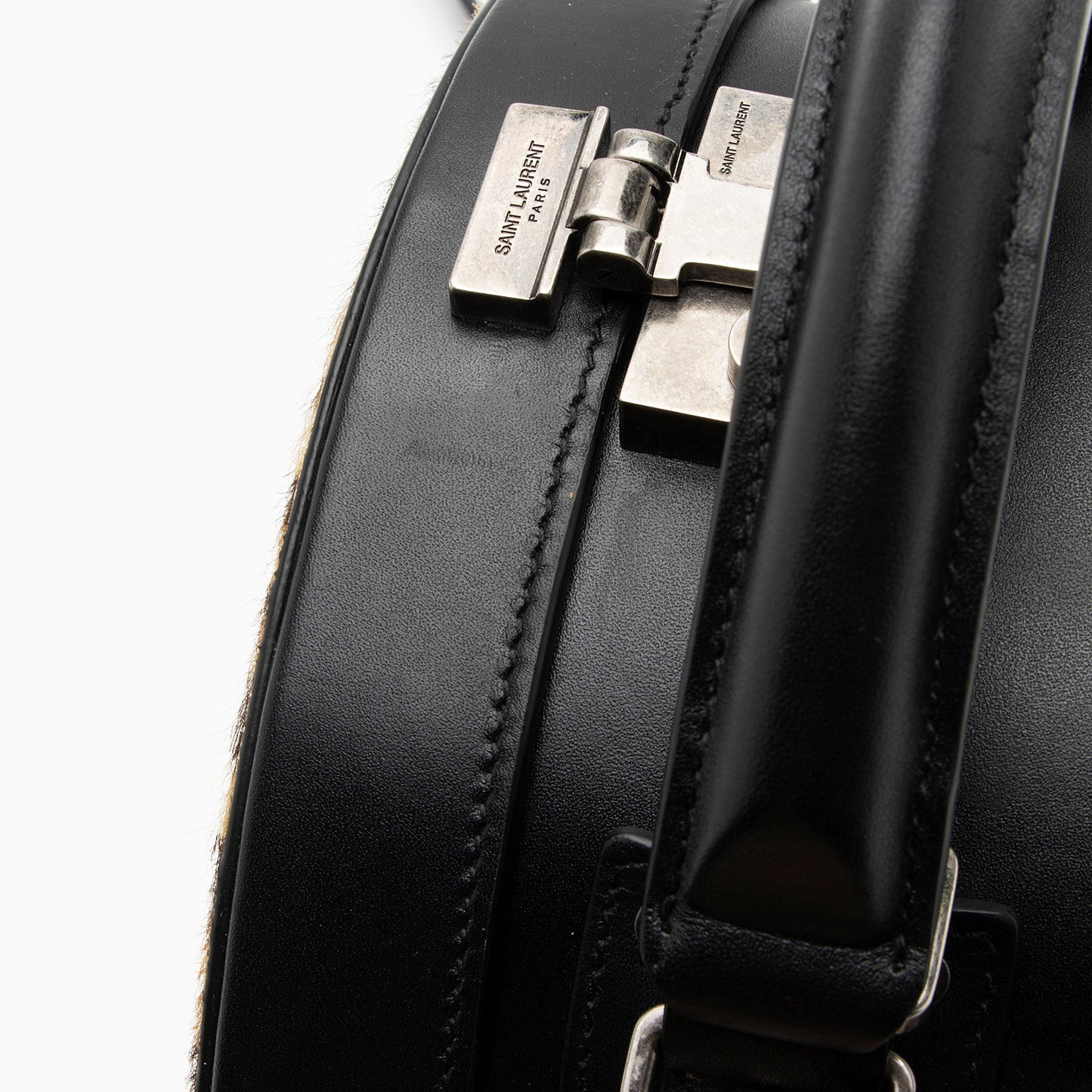 Saint Laurent Leather Ponyhair Leopard Print Mica Hatbox Small Crossbody LTfquL