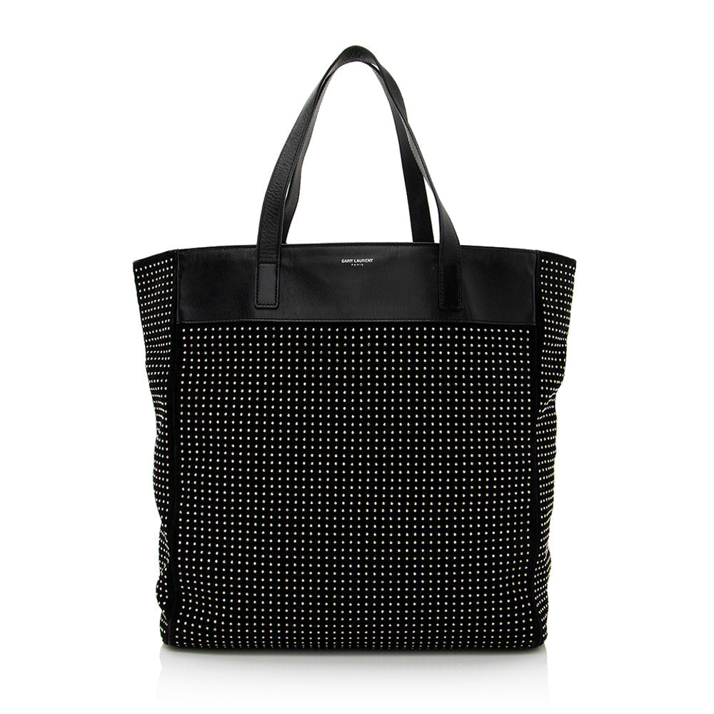 Saint Laurent Leather Studded N/S Shopper Tote 21777